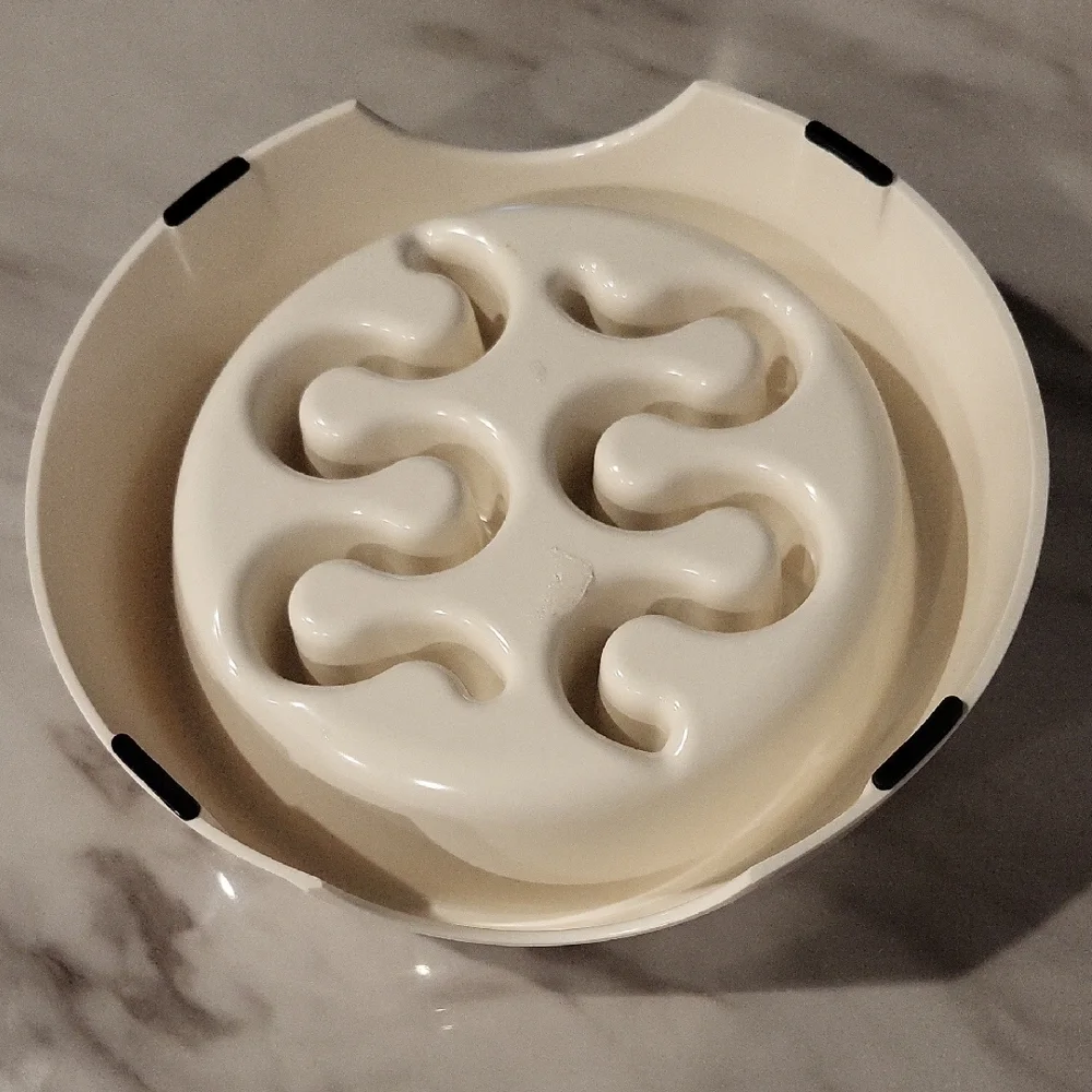 Cream Pet Slow Feeder Bowl